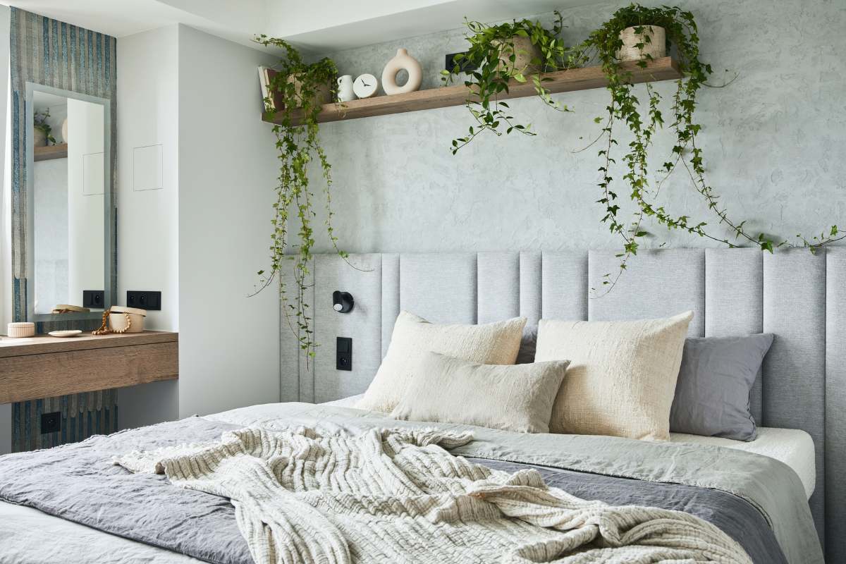 Stylish bedroom interior in modern apartment